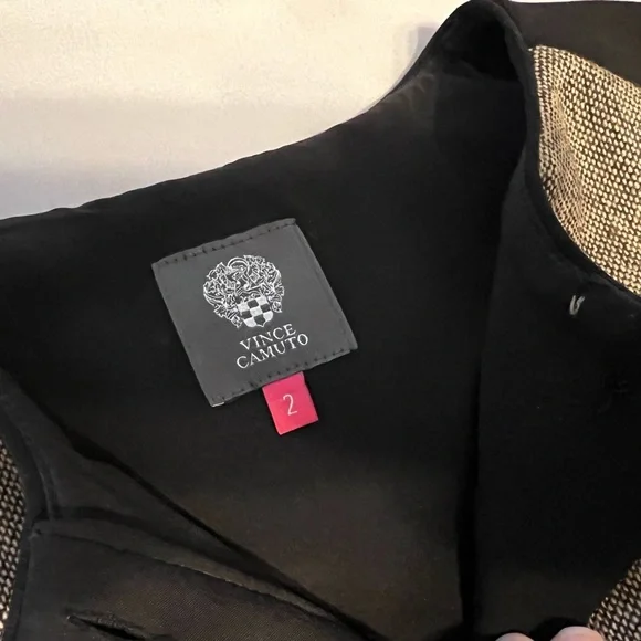 Vince Camuto Black and Tan Midi Button Belt Dress 2 - Picture 4 of 10